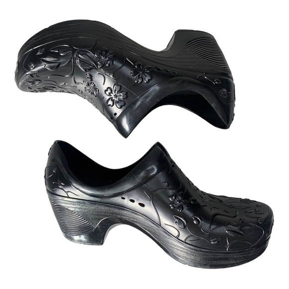 Dansko Pixie Black Floral Embossed Rubber Clogs Shoes Women's Size 37 - Picture 7 of 14